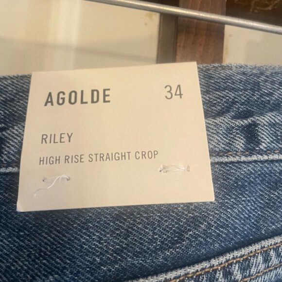 Agolde Riley Crop: High Rise Straight Jeans, Size 34. NWT. - Picture 5 of 6